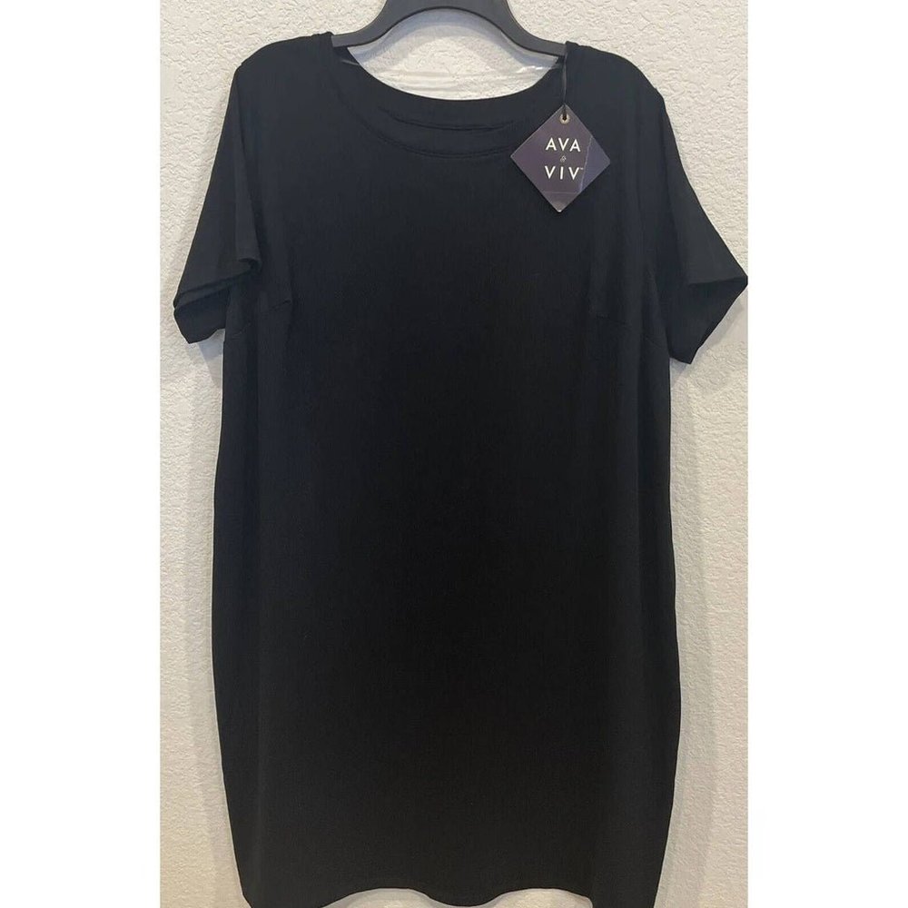 Ava & Viv Black Short Sleeve Knit Dress Size 2X NWT